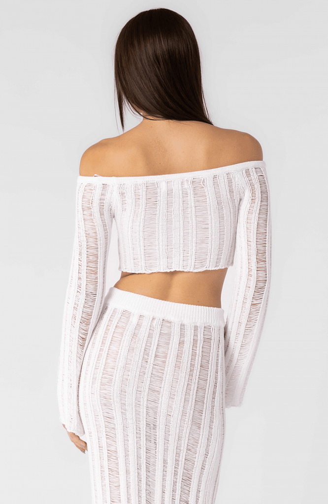 White Crochet Midi Dress