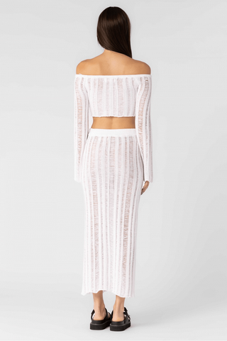 off-the-shoulder white crochet two-piece-set back view