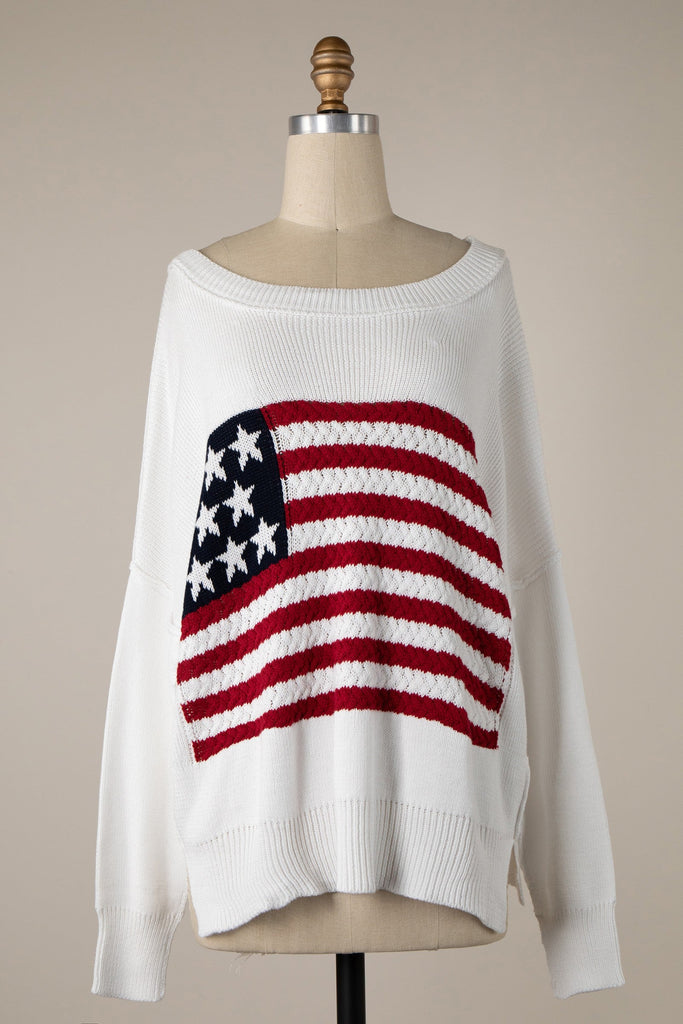 White American Flag Sweater