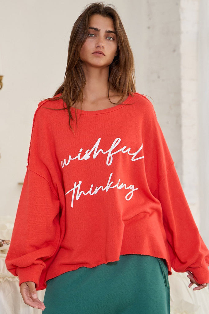 Wishful Thinking Red Graphic Sweatshirt