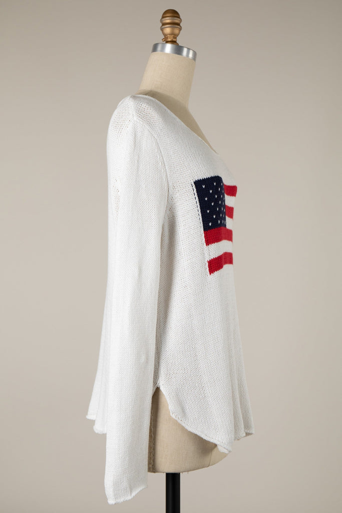 Women American Flag Knit Sweater 