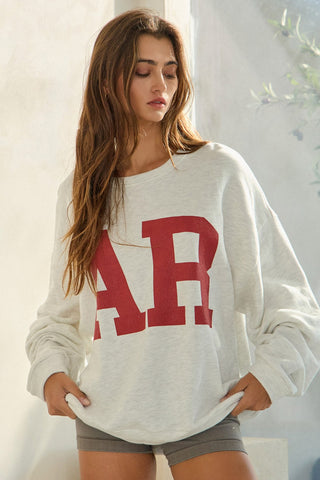 Arkansas Grey Crew Neck Sweatshirt - Front View