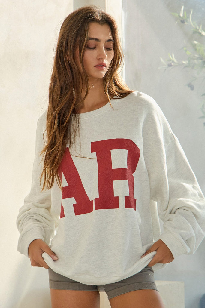 Arkansas Grey Crew Neck Sweatshirt - Front View