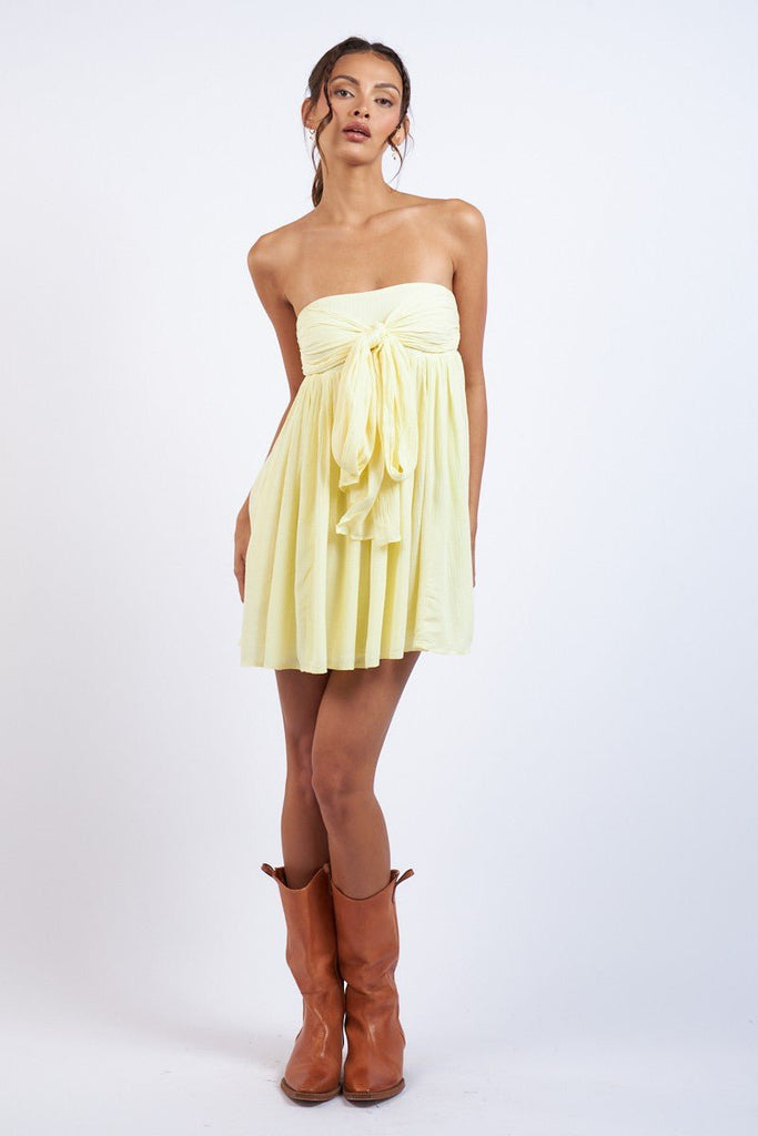 Yellow Strapless Flowy Dress