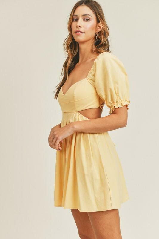 Yellow Puff Sleeve Dresses