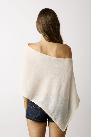 Zoya cream off-shoulder knit poncho top back view