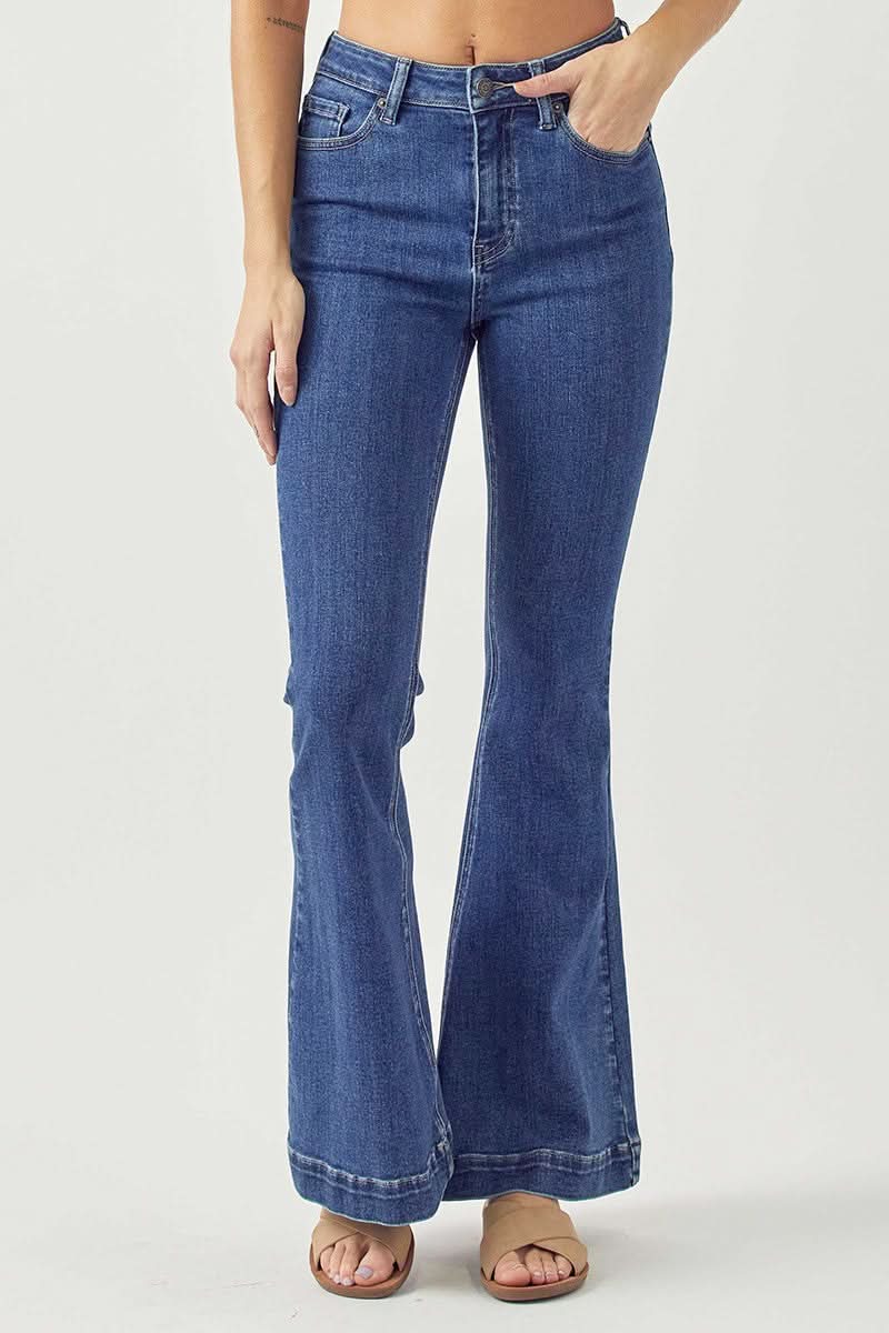 Dark Wash Denim Flare Jeans