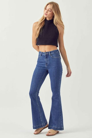 Model view  Randy Dark Wash Denim Flare Jeans 