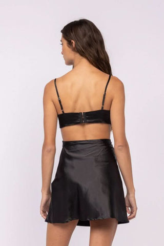 Jamie Black Satin O-Ring Dress back view | Boho Pink