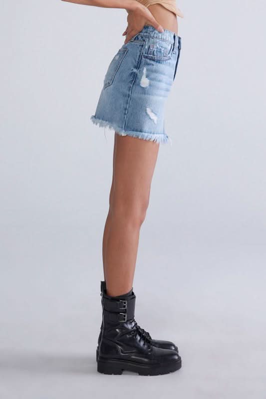 Frayed Denim Mini Skirt