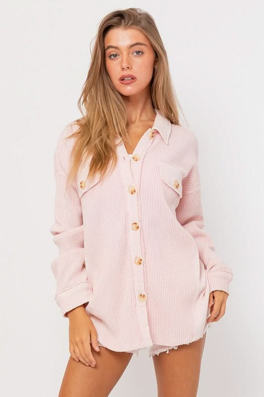 Pink Waffle Knit Shacket