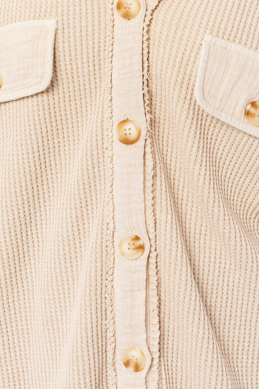 Waffle Knit Shirt Jacket