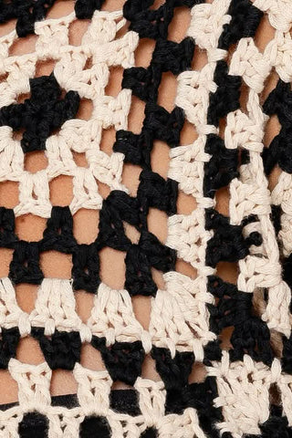 Judy Natural and Black Crochet Sweater