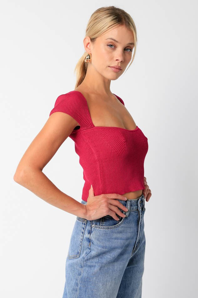 Cropped Sweetheart Neckline Top
