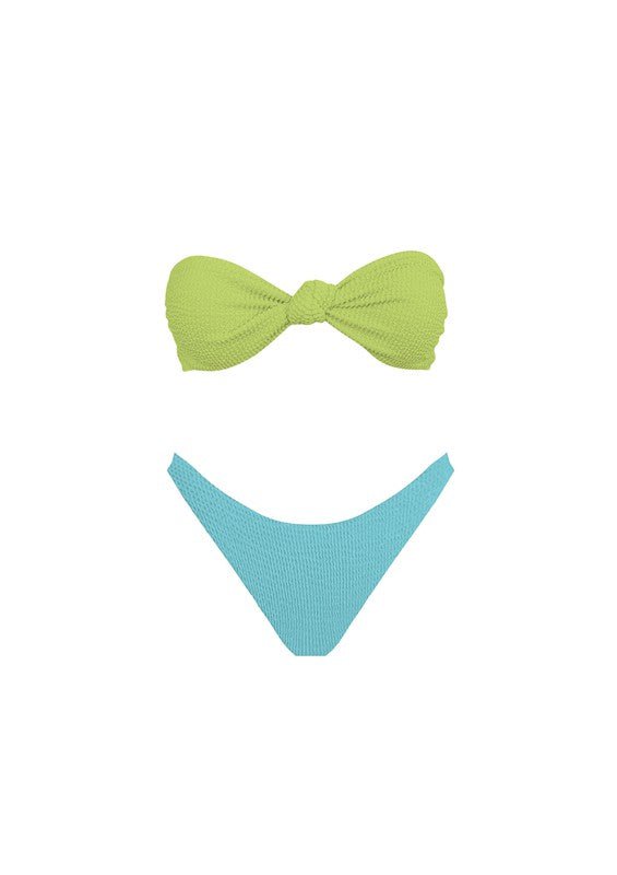 Blue and Lime Front Knot Bikini