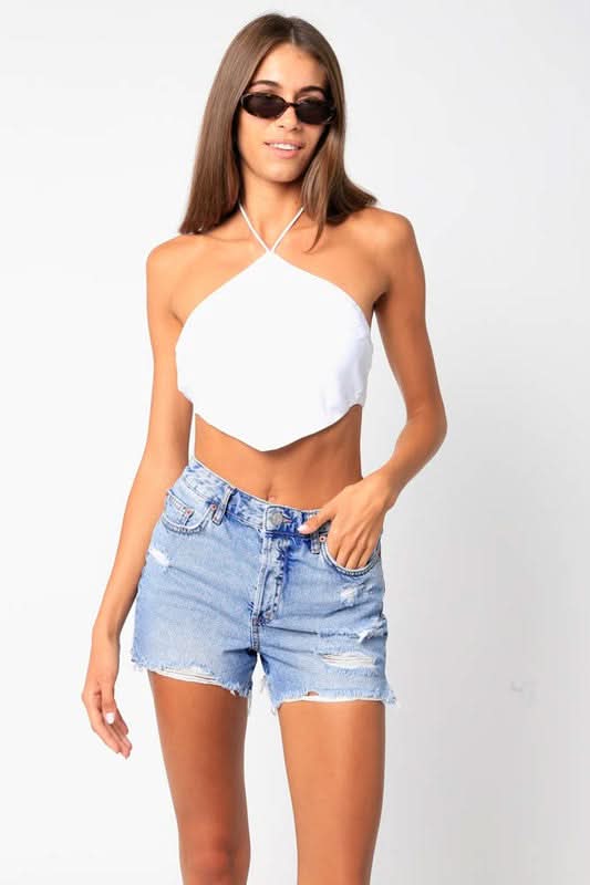 White Handkerchief Halter Top