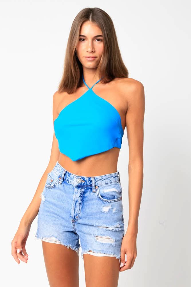 Blue Handkerchief Halter Top