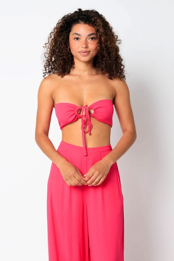 Fuchsia Pink Pants and Crop Tops Set