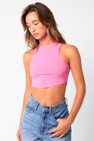 Junie Pink Racerback Tank Top - Front View