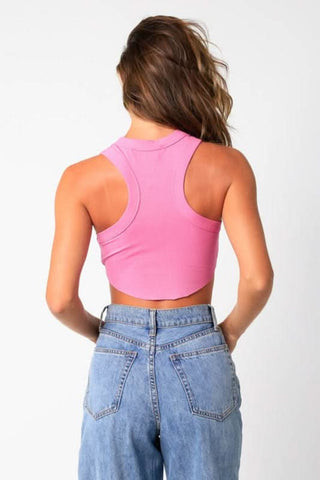 Junie Pink Racerback Tank Top - Back View
