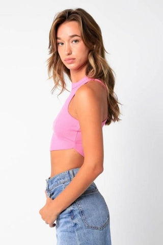 Junie Pink Racerback Tank Top - Side View