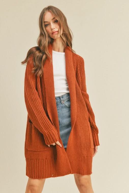 Rust Open Front Cardigan
