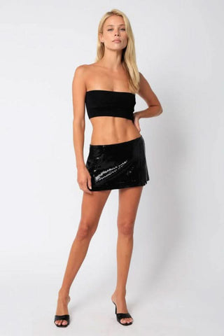 Paola Black Sequin Micro Mini Skirt - Outfit View