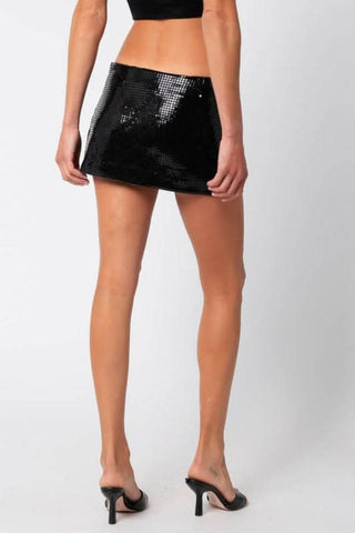 Paola Black Sequin Micro Mini Skirt - Nsvk View