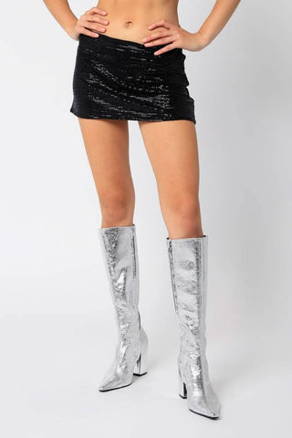 Black Lurex Micro Mini Skirt