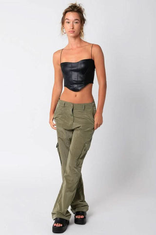 Black Vegan Bustier Crop Top