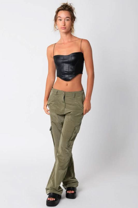 Black Vegan Bustier Crop Top