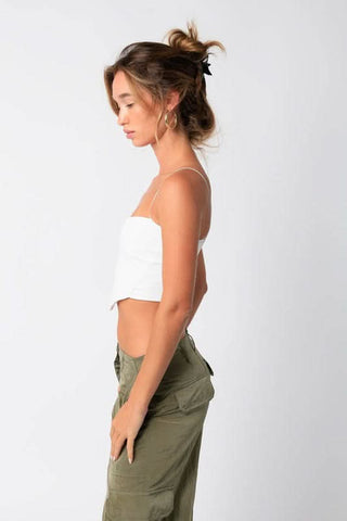 White PU Crop Tops