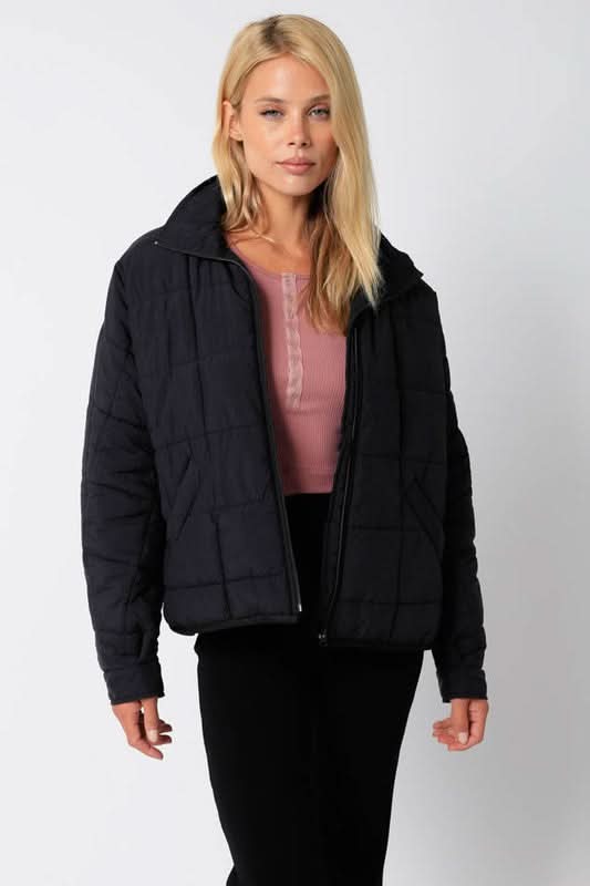 Black Quilted Puffer Jacket