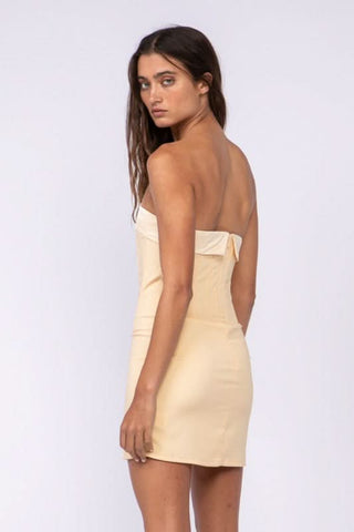 elegant cream strapless mini dress for date night