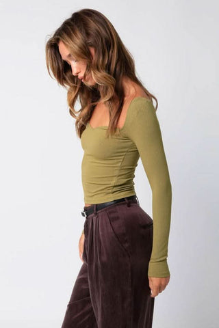 Olive Long Sleeve Top