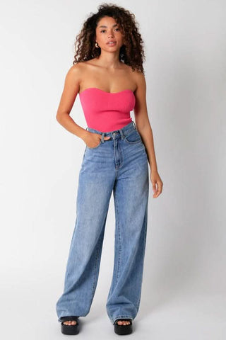 Pink Sweater Tube Top