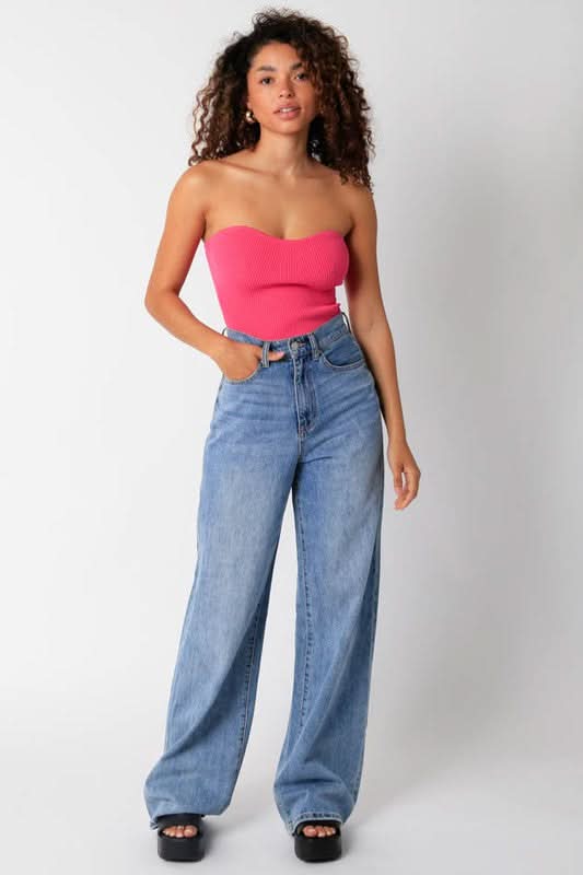 Pink Sweater Tube Top