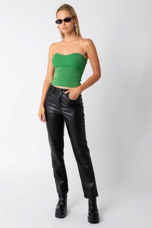 Leah Green Ribbed Tube Top