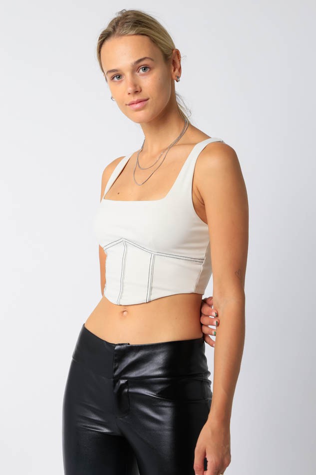 White Sculpted Bustier Top