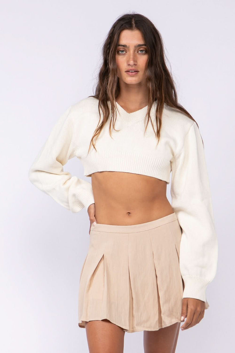 Cropped Puff Sleeve Sweater