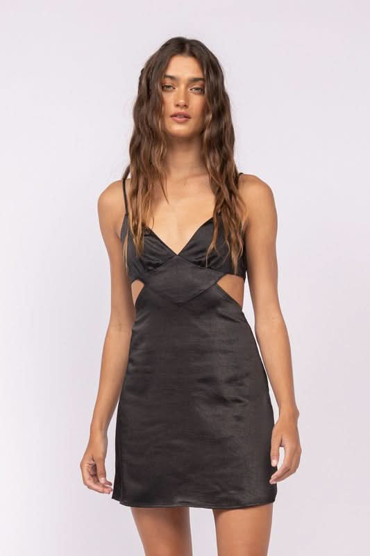 Lovely Black Satin Dress - Cutout Backless Dress | Boho PInk Lovely Black Satin Dress - Cutout Backless Dress | Boho PInk