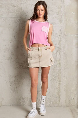 Twill Cargo Mini Skirt