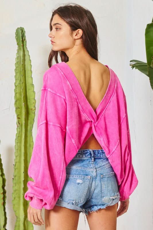 Pink Twist Back Sweatshirt