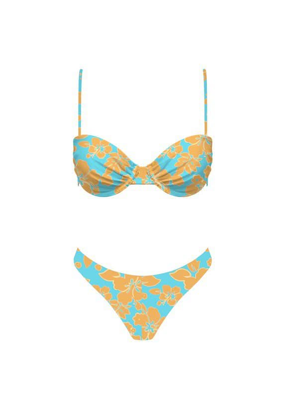 Blue and Orange Floral Bikini