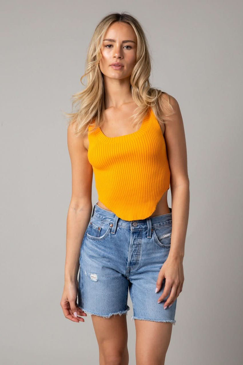 Orange Rounded Hem Tank