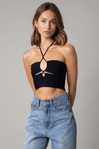 Black Knit Halter Top