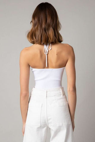 White Ribbed Knit Top