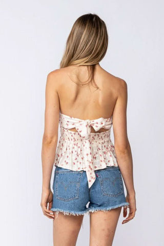 Amelia Peach Floral Strapless Top - Back View