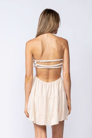 Rachel Beige Strapless Mini Dress - Full Length View