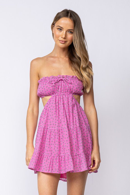 Pink Cutout Waist Dress